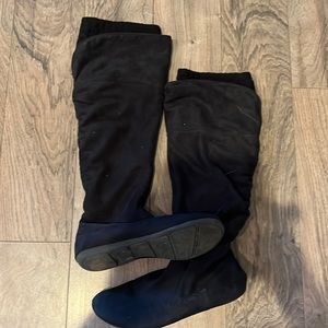 Black suede knee highs